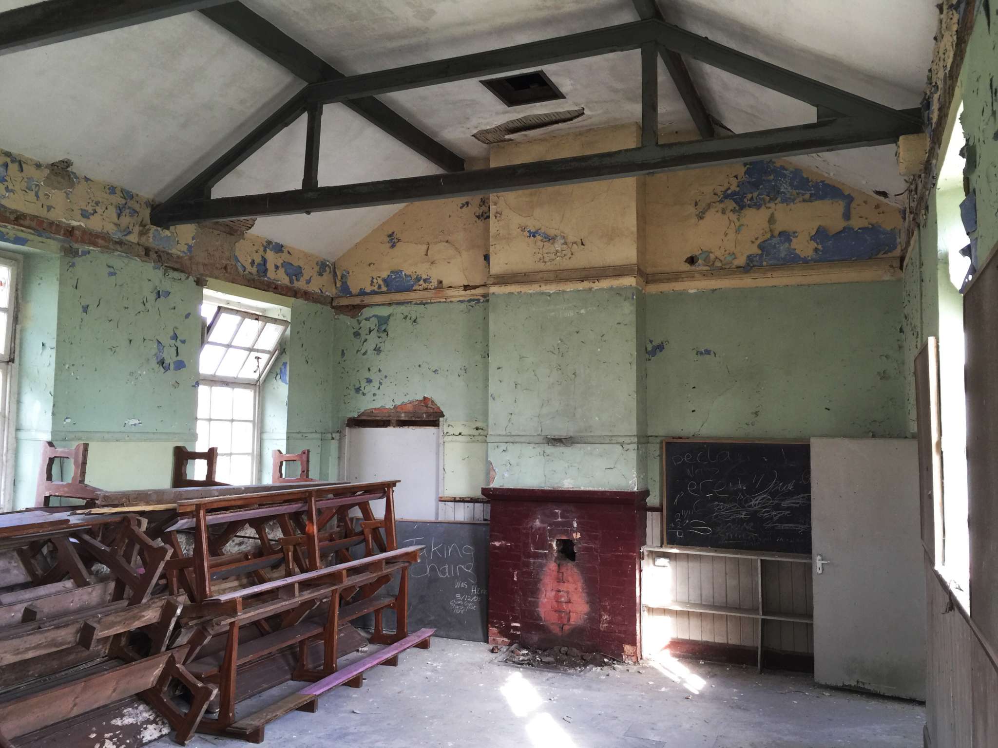 Killygarry School interior before restoration
